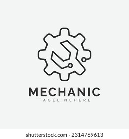 Gear Logo, Mechanical Tools Design Vector, Illustration Automotive Garage