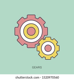 Gear Logo Template vector icon illustration design. solid color with outline concept.