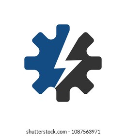 gear logo. thunder icon. bold symbol. vector eps 08.
