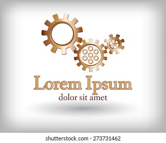 Gear logo. Vctor logo concept illustration. Technology, Mechanical logo. Template Design element. Corporate logotype for production, service, maintenance business. Network computers application. Icon.