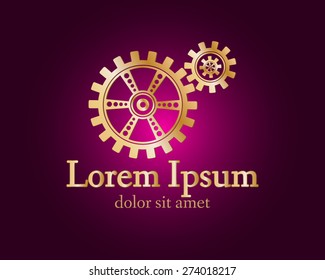 Gear logo. Vector logo concept illustration. Technology, Mechanical logo. Template Design element. Corporate logotype for production, service, maintenance business. Network computers application. Icon.