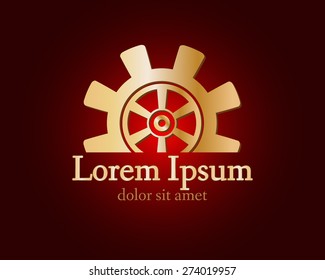 Gear logo. Vector logo concept illustration. Technology, Mechanical logo. Template Design element. Corporate logotype for production, service, maintenance business. Network computers application. Icon.