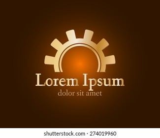 Gear logo. Vector logo concept illustration. Technology, Mechanical logo. Template Design element. Corporate logotype for production, service, maintenance business. Network computers application. Icon.