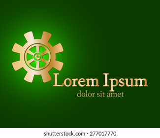Gear logo. Vector logo concept illustration. Technology, Mechanical logo. Template Design element. Corporate logotype for production, service, maintenance business. Network computers application. Icon.