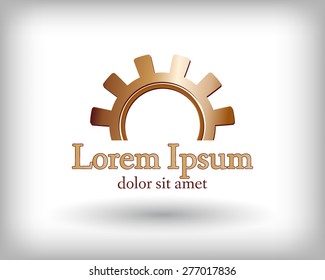 Gear logo. Vector logo concept illustration. Technology, Mechanical logo. Template Design element. Corporate logotype for production, service, maintenance business. Network computers application. Icon.