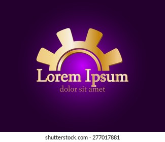 Gear logo. Vector logo concept illustration. Technology, Mechanical logo. Template Design element. Corporate logotype for production, service, maintenance business. Network computers application. Icon.