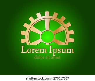 Gear logo. Vector logo concept illustration. Technology, Mechanical logo. Template Design element. Corporate logotype for production, service, maintenance business. Network computers application. Icon.