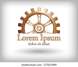 Gear logo. Vector logo concept illustration. Technology, Mechanical logo. Template Design element. Corporate logotype for production, service, maintenance business. Network computers application. Icon.