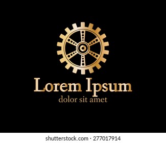 Gear logo. Vector logo concept illustration. Technology, Mechanical logo. Template Design element. Corporate logotype for production, service, maintenance business. Network computers application. Icon.