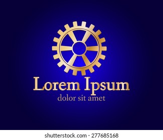 Gear logo. Vector logo concept illustration. Technology, Mechanical logo. Template Design element. Corporate logotype for production, service, maintenance business. Network computers application. Icon