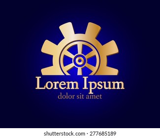 Gear logo. Vector logo concept illustration. Technology, Mechanical logo. Template Design element. Corporate logotype for production, service, maintenance business. Network computers application. Icon