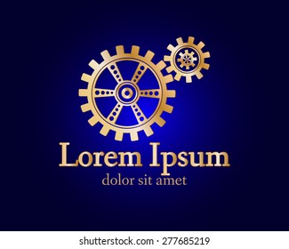 Gear logo. Vector logo concept illustration. Technology, Mechanical logo. Template Design element. Corporate logotype for production, service, maintenance business. Network computers application. Icon
