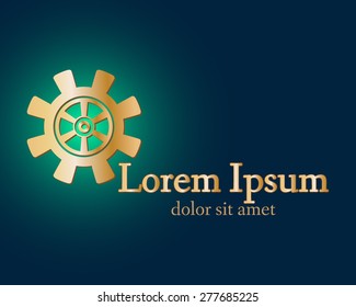 Gear logo. Vector logo concept illustration. Technology, Mechanical logo. Template Design element. Corporate logotype for production, service, maintenance business. Network computers application. Icon
