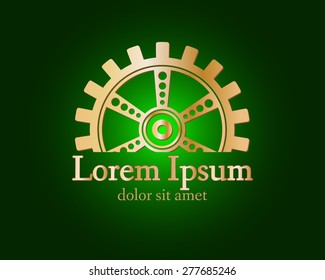Gear logo. Vector logo concept illustration. Technology, Mechanical logo. Template Design element. Corporate logotype for production, service, maintenance business. Network computers application. Icon