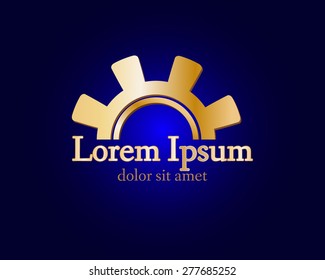 Gear logo. Vector logo concept illustration. Technology, Mechanical logo. Template Design element. Corporate logotype for production, service, maintenance business. Network computers application. Icon