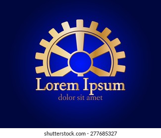 Gear logo. Vector logo concept illustration. Technology, Mechanical logo. Template Design element. Corporate logotype for production, service, maintenance business. Network computers application. Icon
