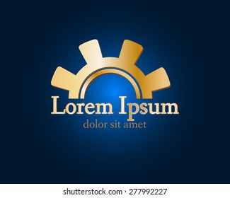 Gear logo. Vector logo concept illustration. Technology, Mechanical logo. Template Design element. Corporate logotype for production, service, maintenance business. Network computers application. Icon
