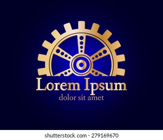 Gear logo. Vector logo concept illustration. Technology, Mechanical logo. Template Design element. Corporate logotype for production, service, maintenance business. Network computers application. Icon