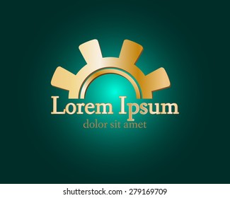 Gear logo. Vector logo concept illustration. Technology, Mechanical logo. Template Design element. Corporate logotype for production, service, maintenance business. Network computers application. Icon