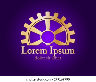 Gear logo. Vector logo concept illustration. Technology, Mechanical logo. Template Design element. Corporate logotype for production, service, maintenance business. Network computers application. Icon