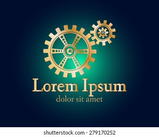 Gear logo. Vector logo concept illustration. Technology, Mechanical logo. Template Design element. Corporate logotype for production, service, maintenance business. Network computers application. Icon