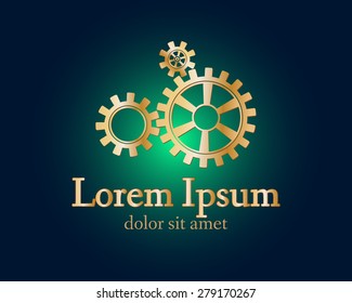 Gear logo. Vector logo concept illustration. Technology, Mechanical logo. Template Design element. Corporate logotype for production, service, maintenance business. Network computers application. Icon
