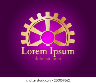 Gear logo. Vector logo concept illustration. Technology, Mechanical logo. Template Design element. Corporate logotype for production, service, maintenance business. Network computers application. Icon