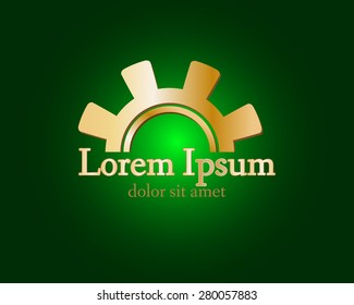 Gear logo. Vector logo concept illustration. Technology, Mechanical logo. Template Design element. Corporate logotype for production, service, maintenance business. Network computers application. Icon