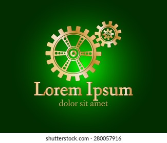 Gear logo. Vector logo concept illustration. Technology, Mechanical logo. Template Design element. Corporate logotype for production, service, maintenance business. Network computers application. Icon
