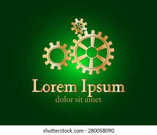 Gear logo. Vector logo concept illustration. Technology, Mechanical logo. Template Design element. Corporate logotype for production, service, maintenance business. Network computers application. Icon