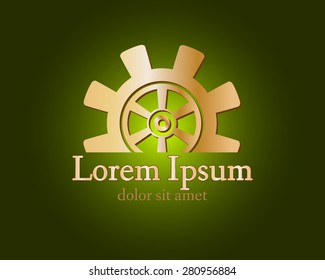 Gear logo. Vector logo concept illustration. Technology, Mechanical logo. Template Design element. Corporate logotype for production, service, maintenance business. Network computers application. Icon