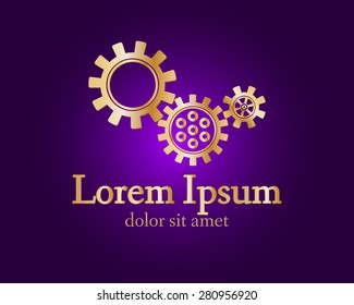 Gear logo. Vector logo concept illustration. Technology, Mechanical logo. Template Design element. Corporate logotype for production, service, maintenance business. Network computers application. Icon