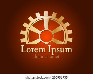 Gear logo. Vector logo concept illustration. Technology, Mechanical logo. Template Design element. Corporate logotype for production, service, maintenance business. Network computers application. Icon