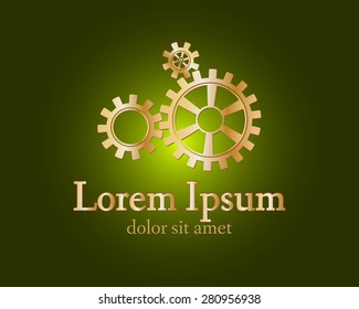 Gear logo. Vector logo concept illustration. Technology, Mechanical logo. Template Design element. Corporate logotype for production, service, maintenance business. Network computers application. Icon