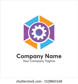 Gear logo vector full color template