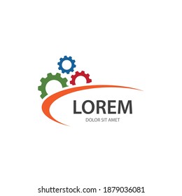 Diseño de la ilustración del vector del logotipo del engranaje