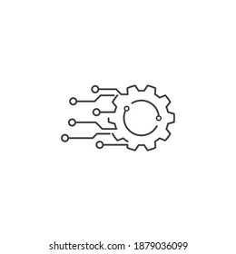 Diseño de la ilustración del vector del logotipo del engranaje