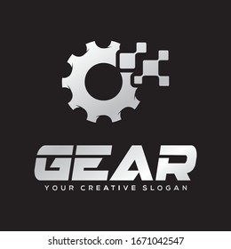 Gear Logo, Gear Logo Vector, Gear Pixel Logo