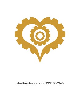 gear love heart logo icon