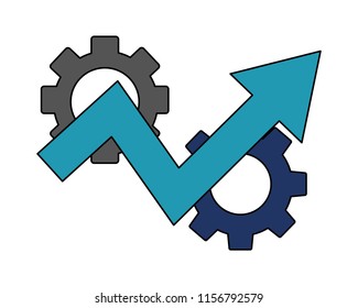 gear machine with arrow up isolated icon
