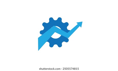 gear machine with arrow up isolated  icon on transferred background  vector illustration