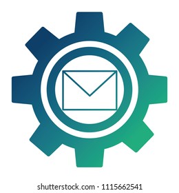 gear machine with envelope isolated icon