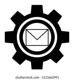 gear machine with envelope isolated icon