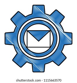 gear machine with envelope isolated icon