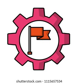 gear machine with flag isolated icon