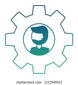 gear machine with head man isolated icon
