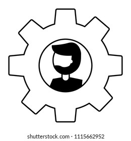gear machine with head man isolated icon