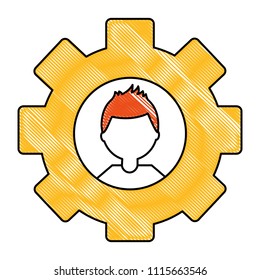gear machine with head man isolated icon