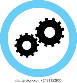Gear Machine Icon in Flat Style. Vector Illustration.