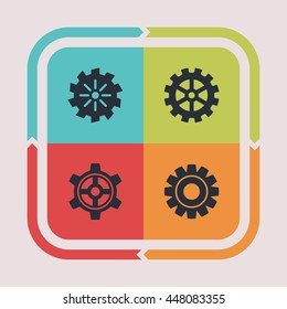 Gear and machine icons. Technology pictogram. Options vector graphic. Mechanical design collection.